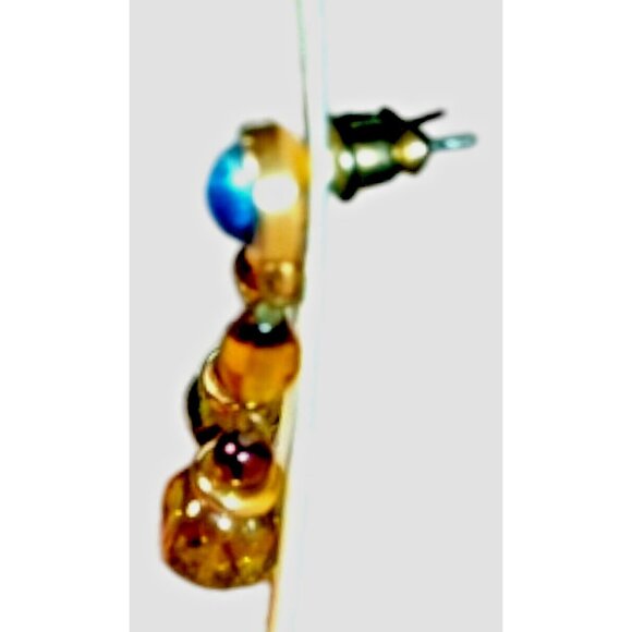 LIZ CLAIBORNE LCI Signed Vintage Earrings Pierced Gold Tone Amber Glass Dangle - Picture 7 of 7